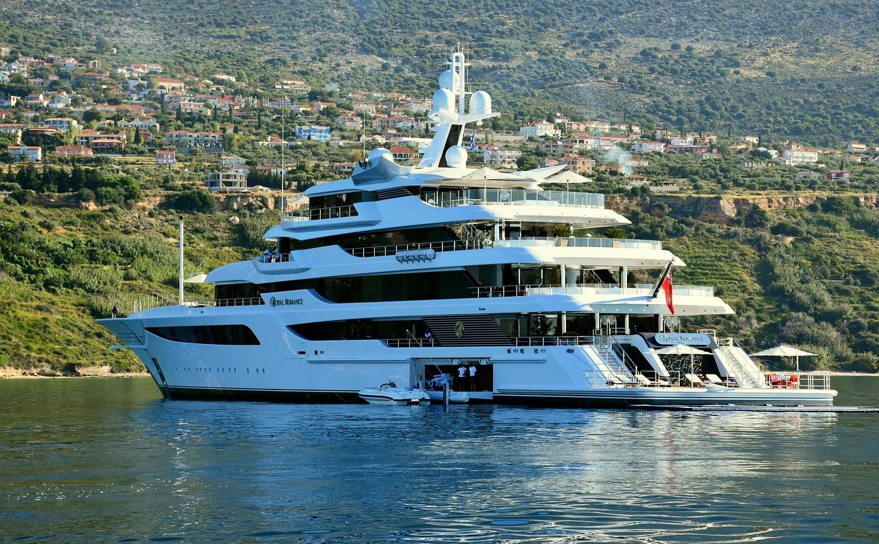 Superyacht at anchor